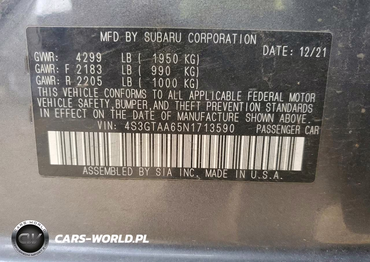 2022 Subaru Impreza VIN:4S3GTAA65N1713590 - 13