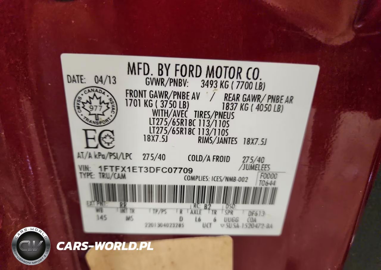 2013 Ford F150 Super Cab VIN:1FTFX1ET3DFC07709 - 12