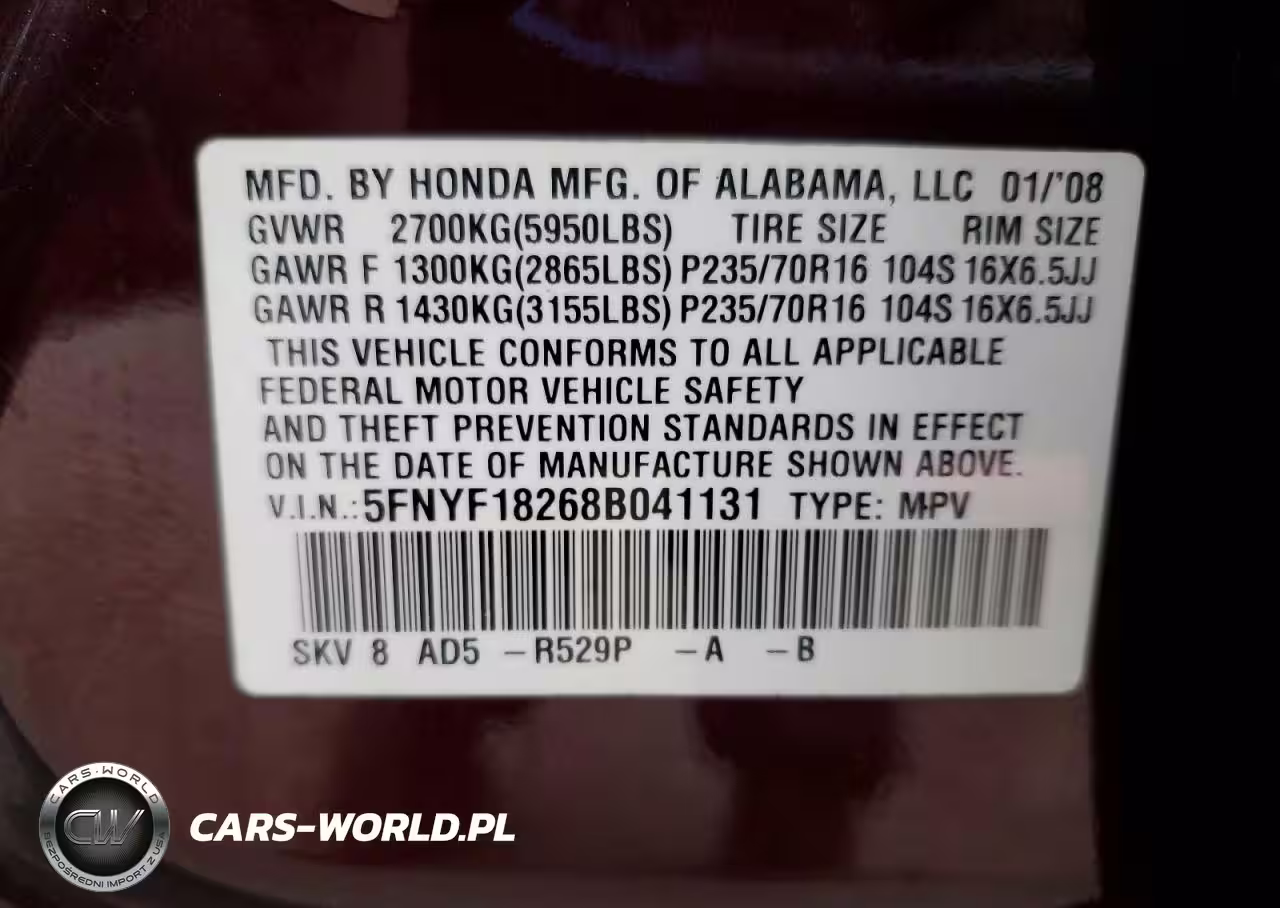 2008 Honda Pilot Vp VIN:5FNYF18268B041131 - 14