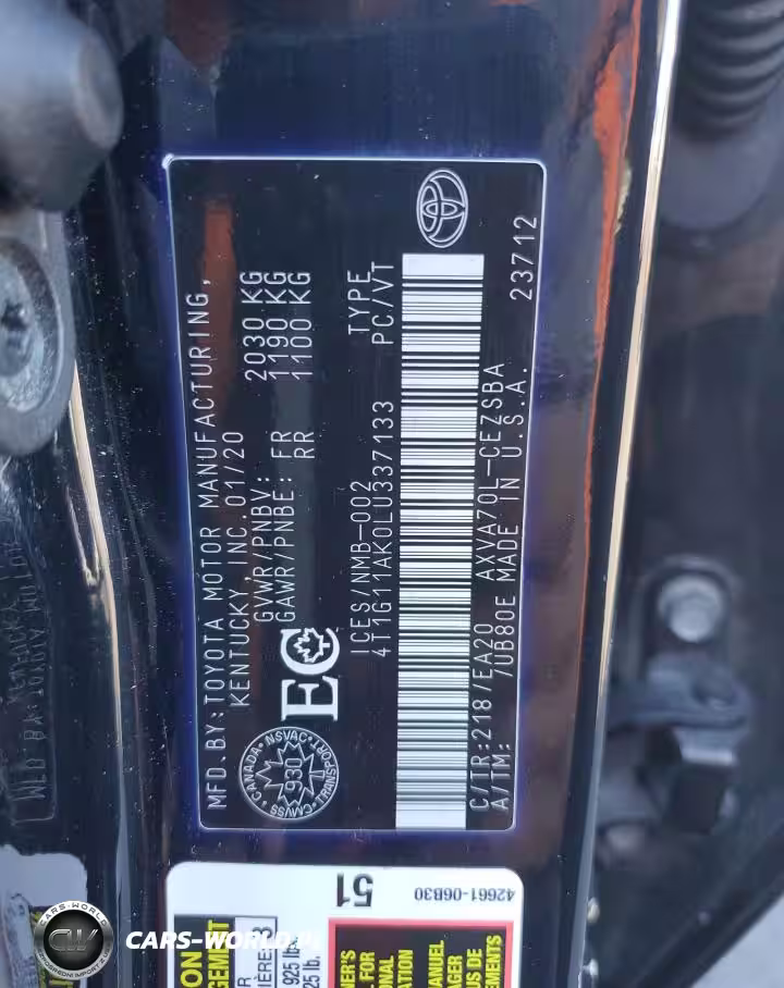 2020 Toyota Camry Se VIN:4T1G11AK0LU337133 - 12
