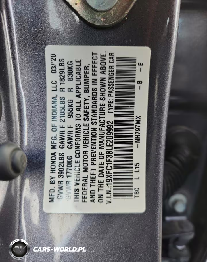 2020 Honda Civic Ex VIN:19XFC1F38LE209992 - 12
