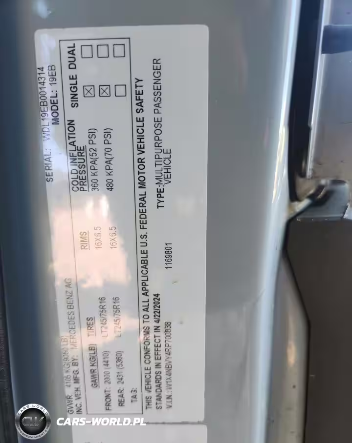 2024 Benz Sprinter Cargo 2500 VIN:W1X4NBVY4RP700038 - 13