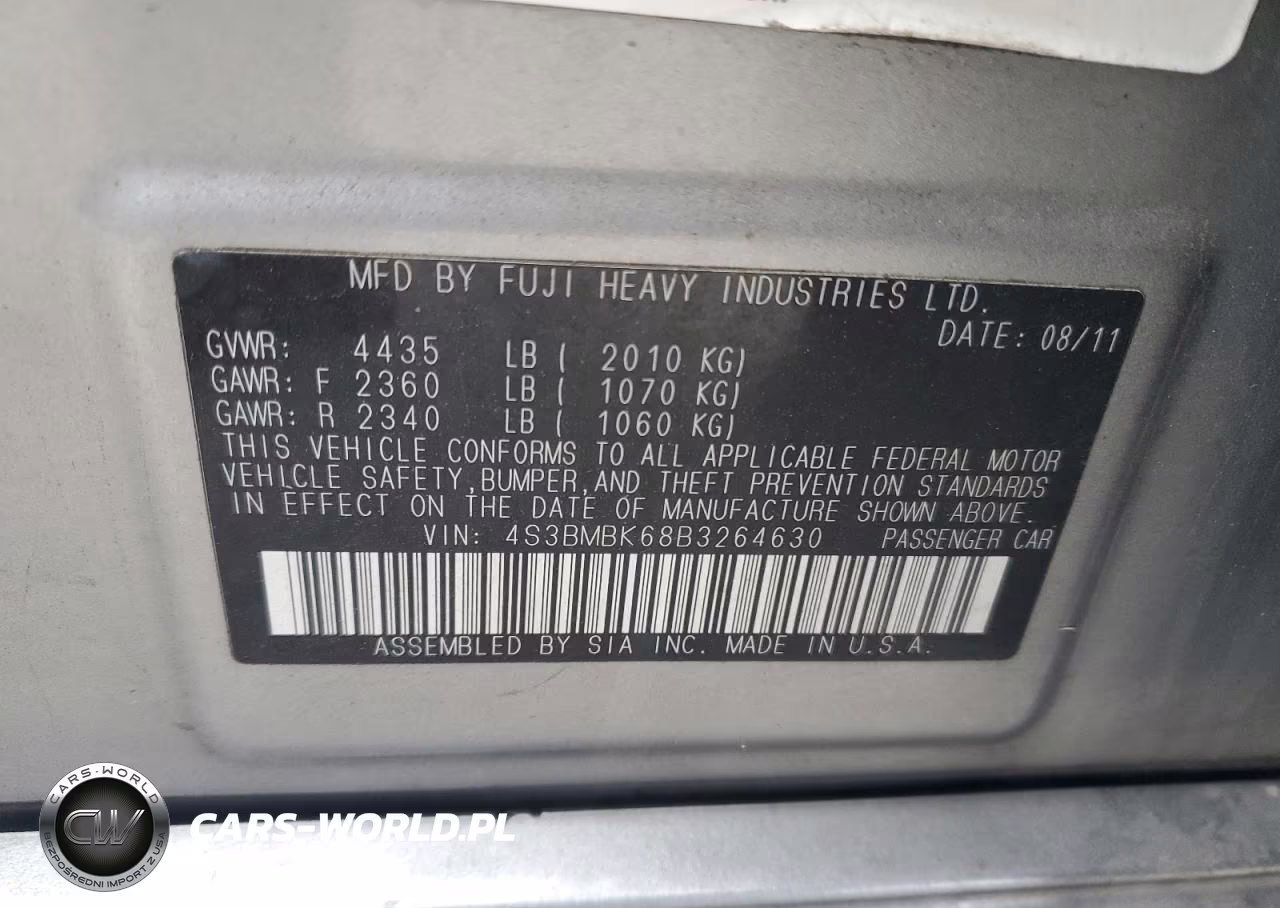 2011 Subaru Legacy 2.5I Limited VIN:4S3BMBK68B3264630 - 12
