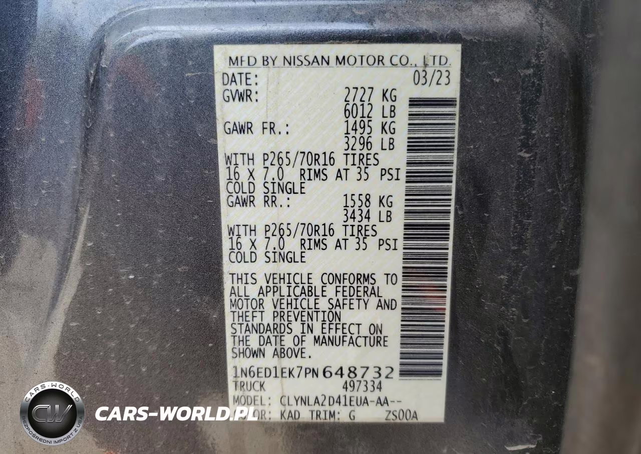 2023 Nissan Frontier S VIN:1N6ED1EK7PN648732 - 13