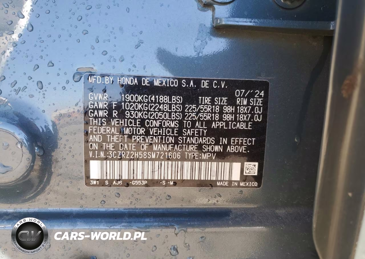 2025 Honda Hr-V Sport VIN:3CZRZ2H58SM721606 - 12