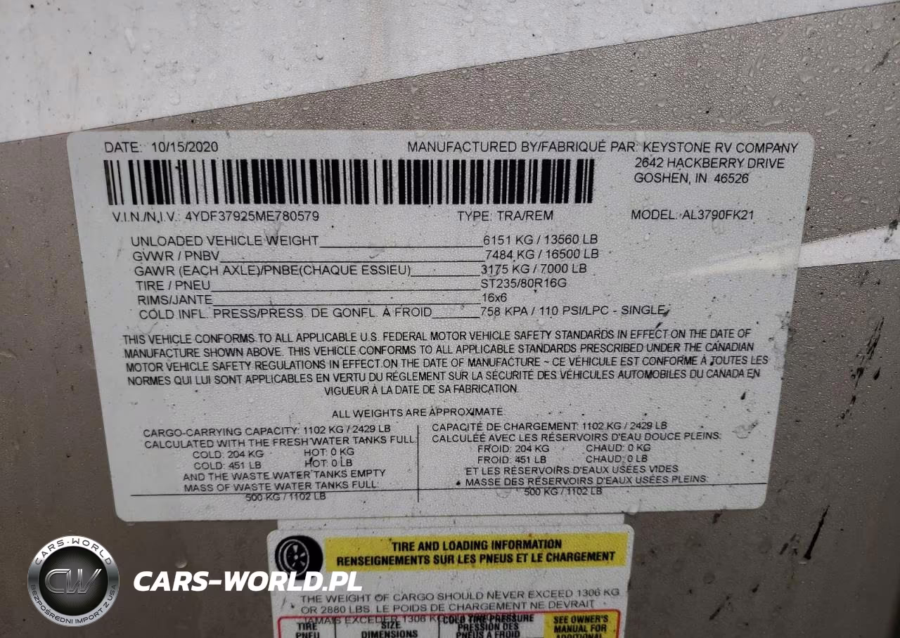 2021 Keystone Al3790Fk21 Camper VIN:4YDF37925ME780579 - 10