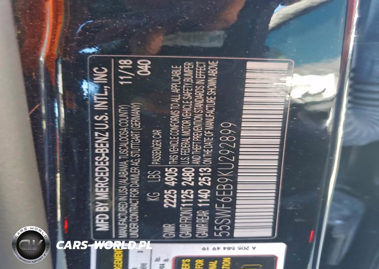 2019 Mercedes-Benz C 43 Amg VIN:55SWF6EB9KU292899 - 12