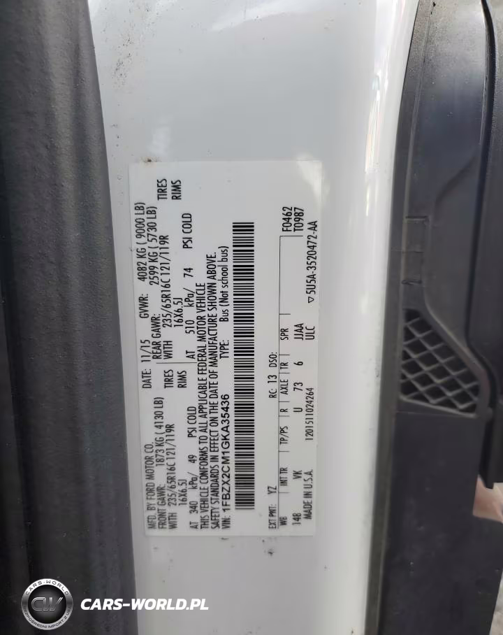 2016 Ford Transit T-350 VIN:1FBZX2CM1GKA35436 - 13