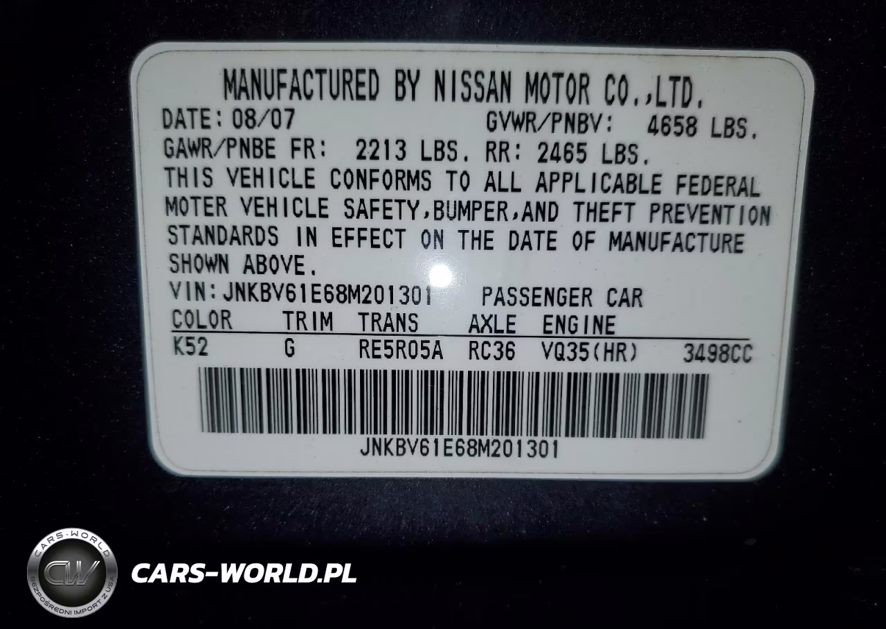 2008 Infiniti G35 VIN:JNKBV61E68M201301 - 12