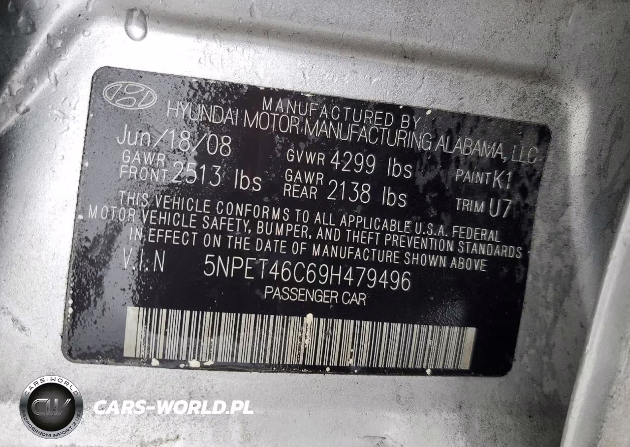 2009 Hyundai Sonata Gls VIN:5NPET46C69H479496 - 13