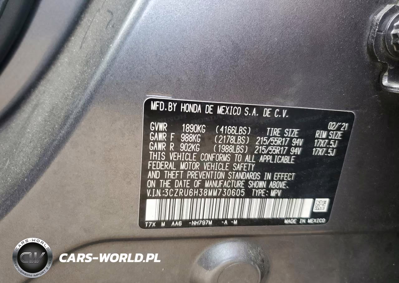 2021 Honda Hr-V Lx VIN:3CZRU6H38MM730605 - 12