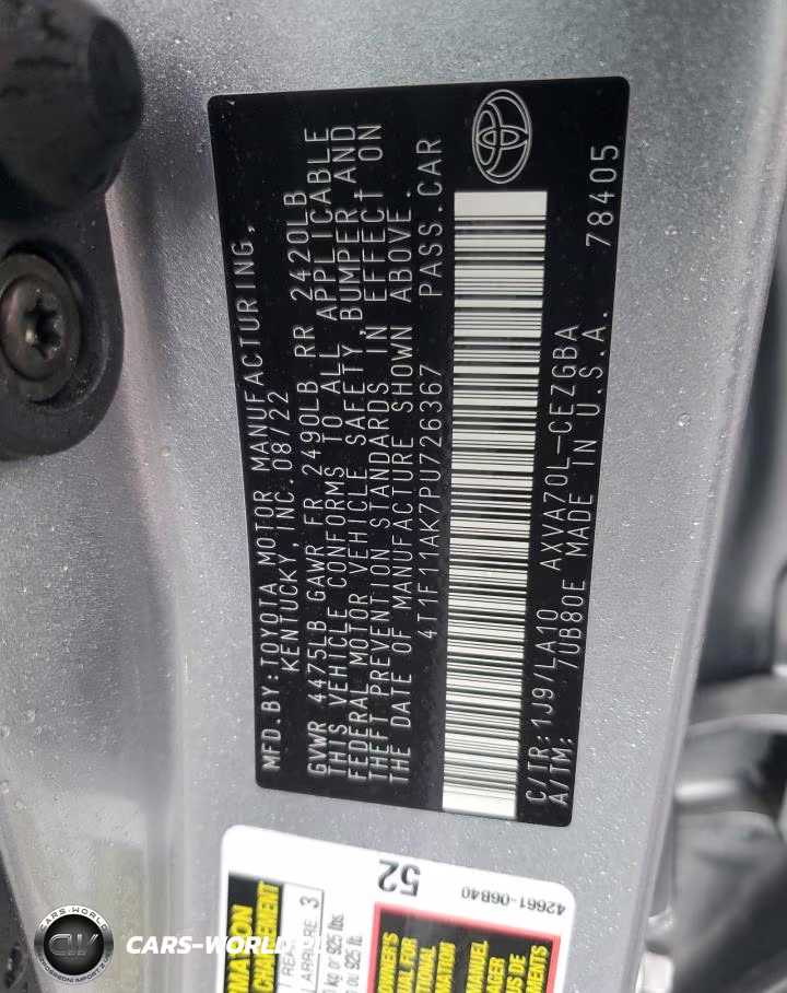 2023 Toyota Camry Xle VIN:4T1F11AK7PU726367 - 12