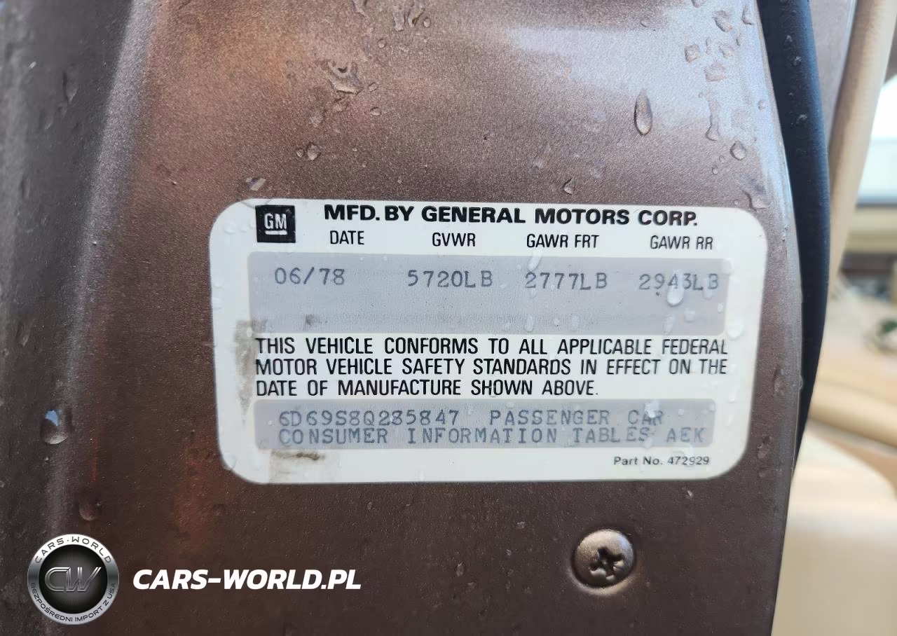 1978 Cadillac Deville VIN:6D69S8Q285847 - 12