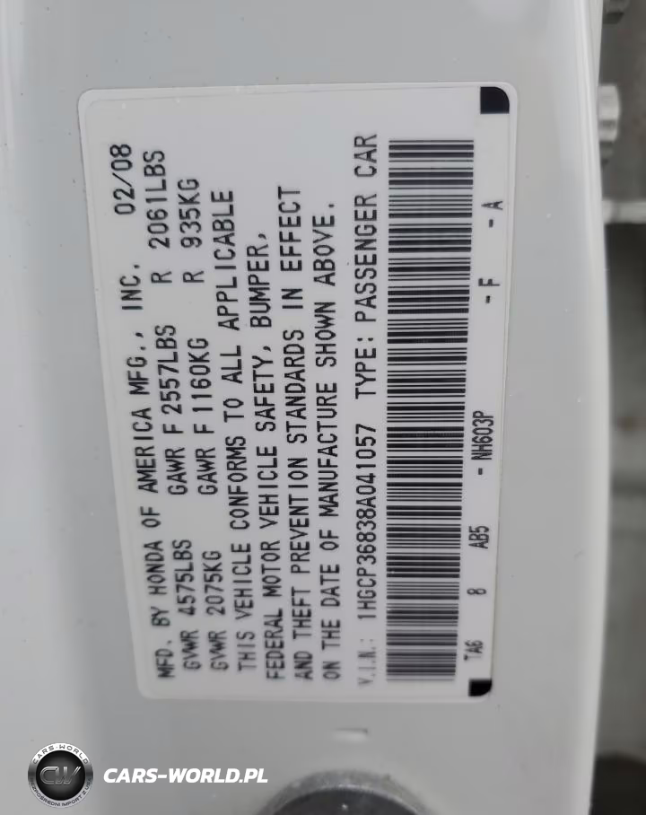 2008 Honda Accord Exl VIN:1HGCP36838A041057 - 12