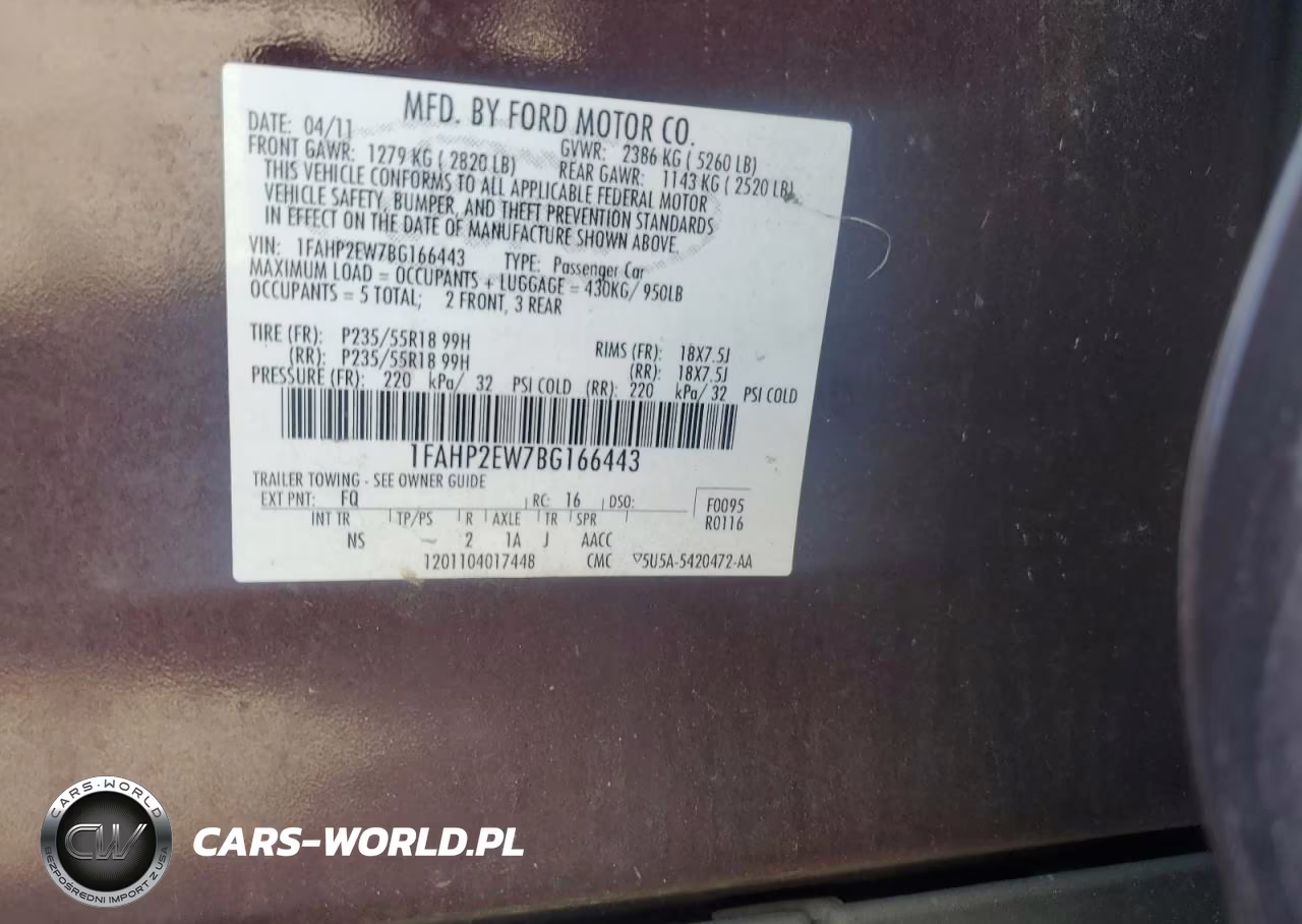 2011 Ford Taurus Sel VIN:1FAHP2EW7BG166443 - 12