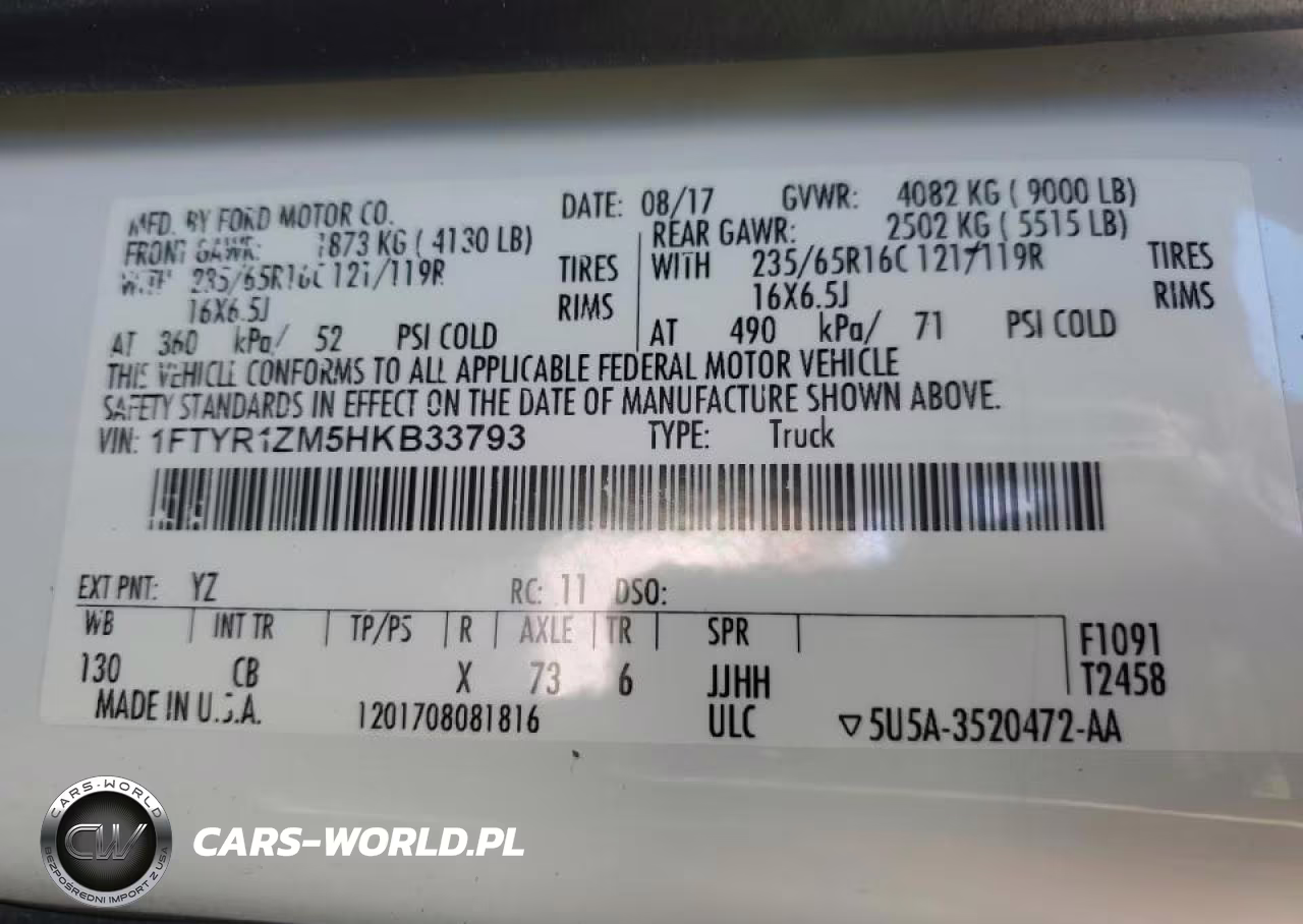 2017 Ford Transit T- Delivery Van VIN:1FTYR1ZM5HKB33793 - 13