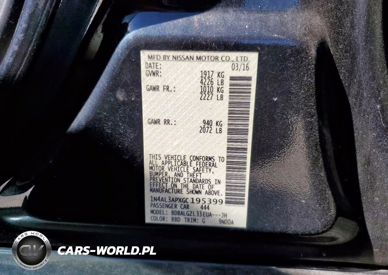 2016 Niss Altima 2.5 VIN:1N4AL3APXGC195399 - 12