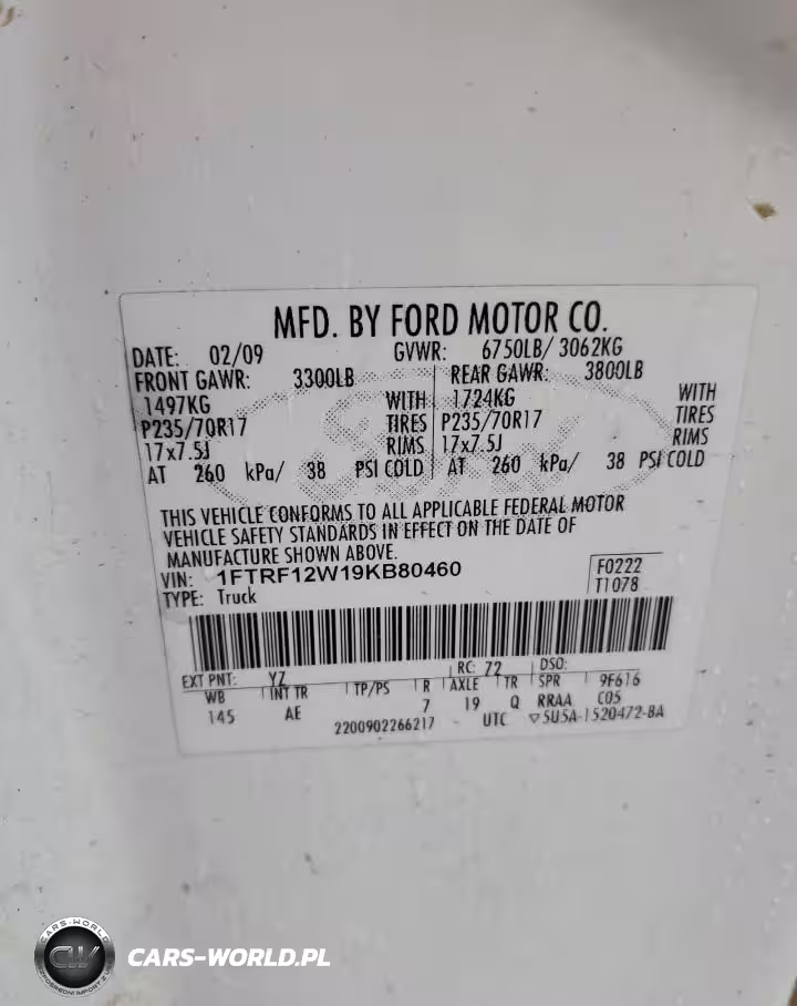 2009 Ford F150 VIN:1FTRF12W19KB80460 - 12