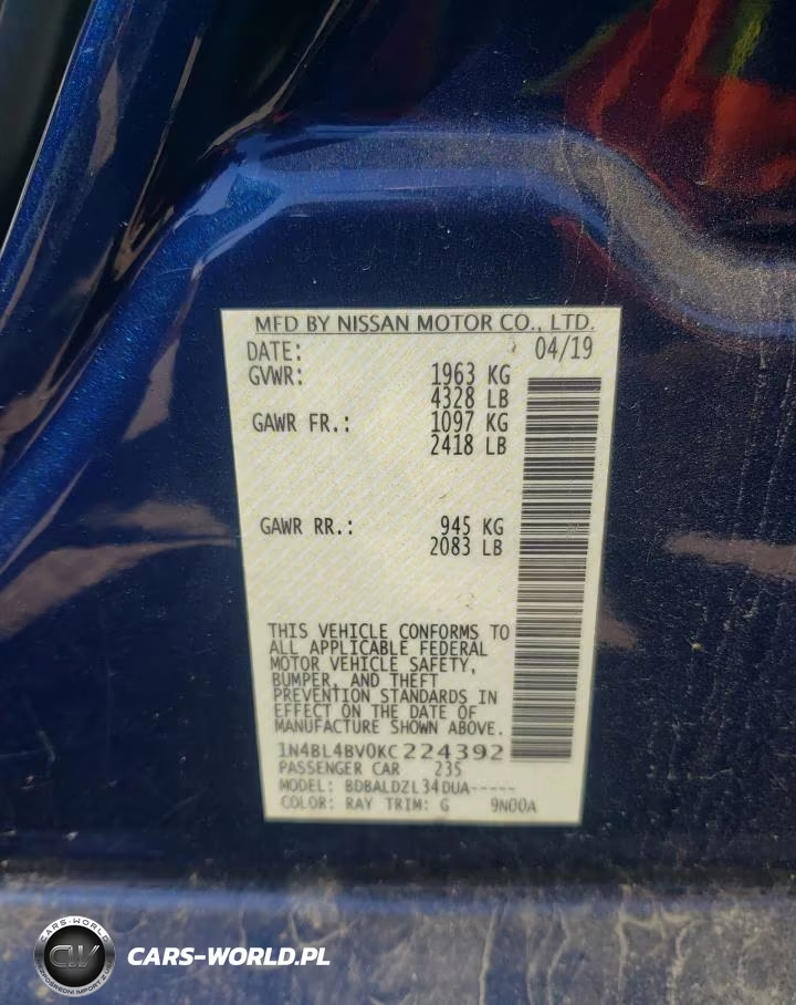 2019 Nissan Altima S VIN:1N4BL4BV0KC224392 - 12
