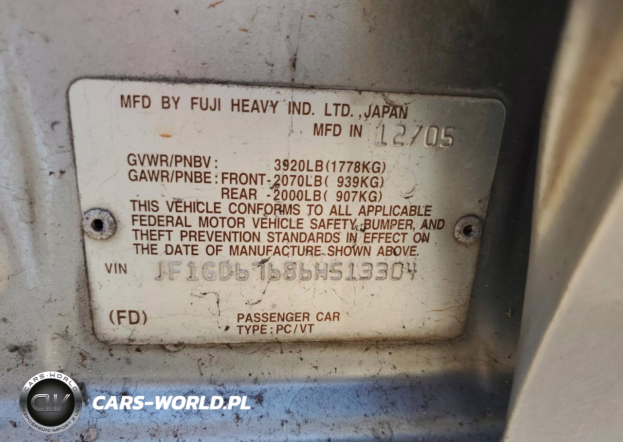 2006 Subaru Impreza 2.5I VIN:JF1GD67686H513304 - 12