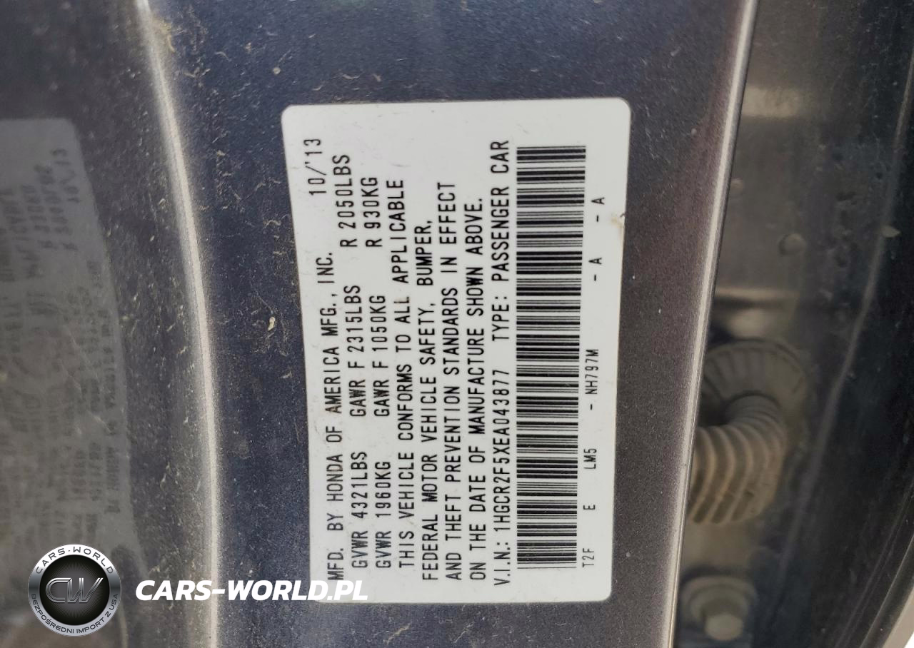2014 Honda Accord VIN:1HGCR2F5XEA043877 - 12