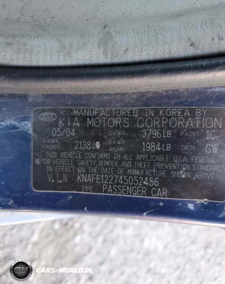 2004 Kia Spectra Lx VIN:KNAFE122745052456 - 12