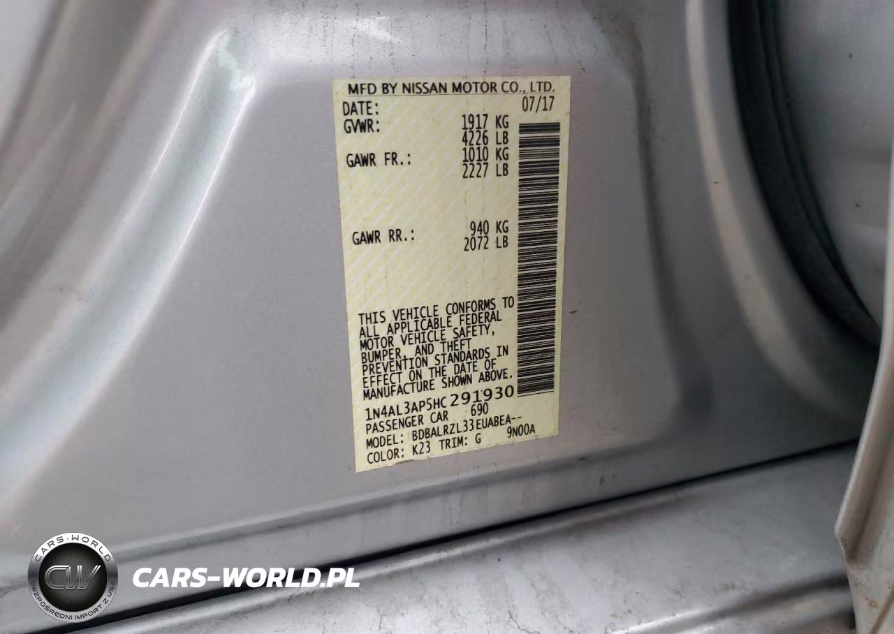 2017 Nissan Altima VIN:1N4AL3AP5HC291930 - 12