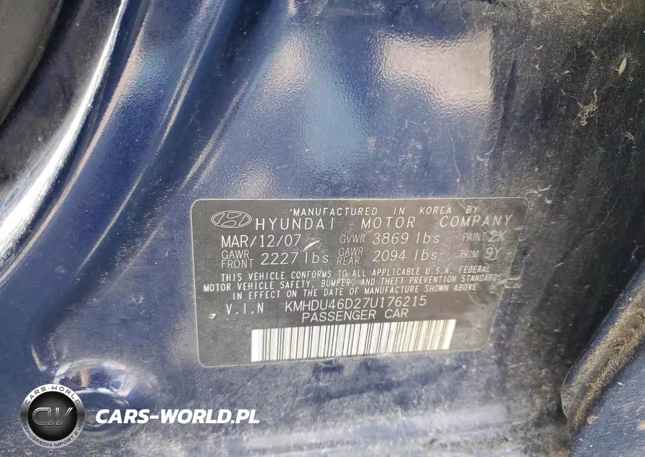 2007 Hyundai Elantra Gls VIN:KMHDU46D27U176215 - 13