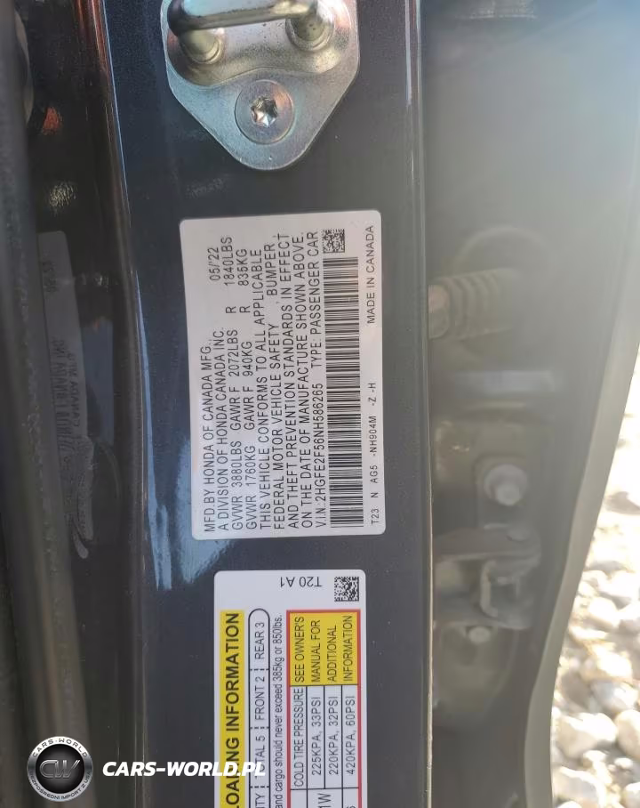 2022 Honda Civic Sport VIN:2HGFE2F56NH586265 - 12