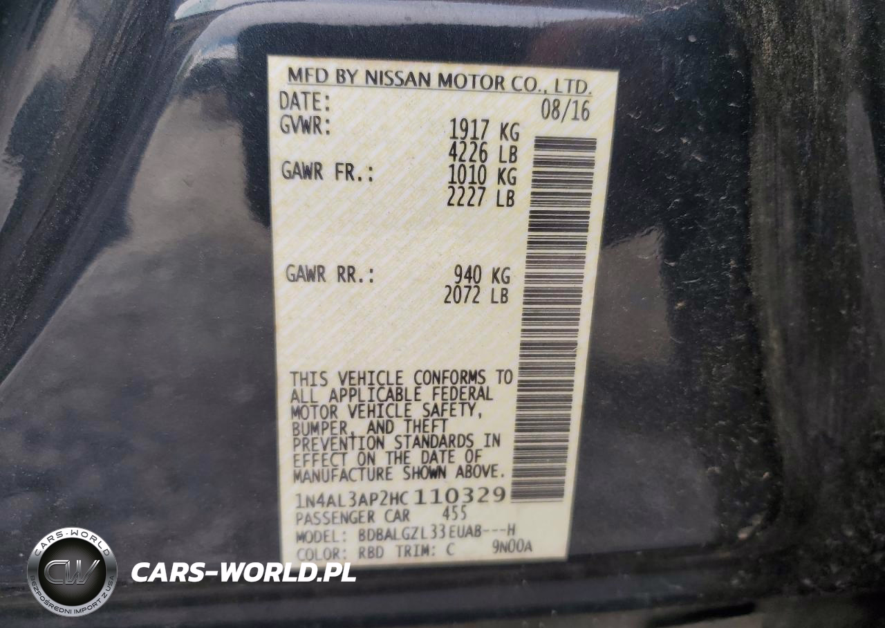 2017 Nissan Altima 2.5 VIN:1N4AL3AP2HC110329 - 12
