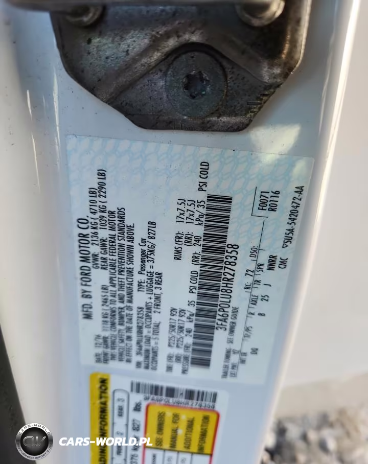 2017 Ford Fusion Se Hybrid VIN:3FA6P0LU8HR278358 - 12