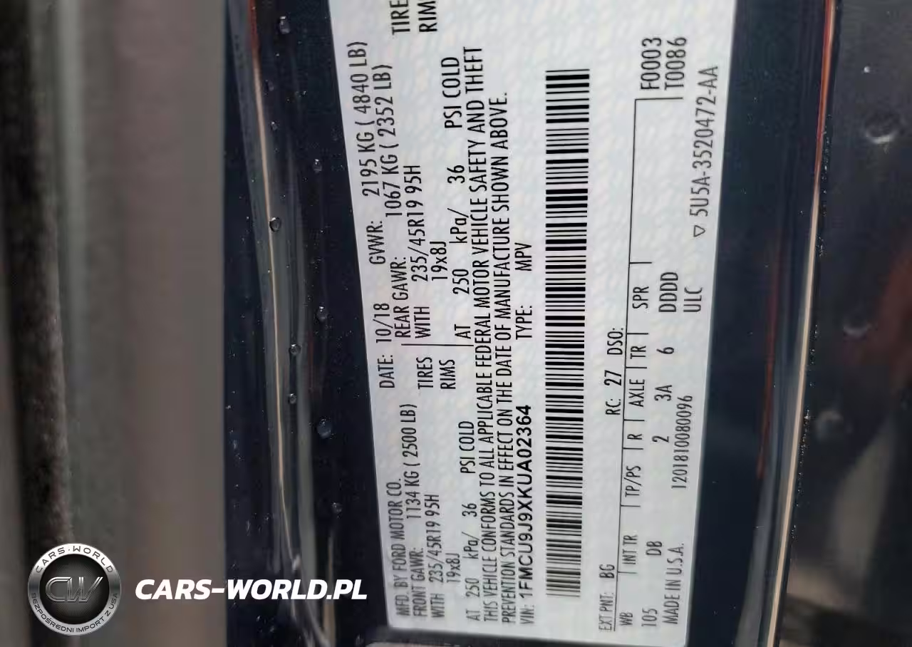 2019 Ford Escape Titanium VIN:1FMCU9J9XKUA02364 - 13
