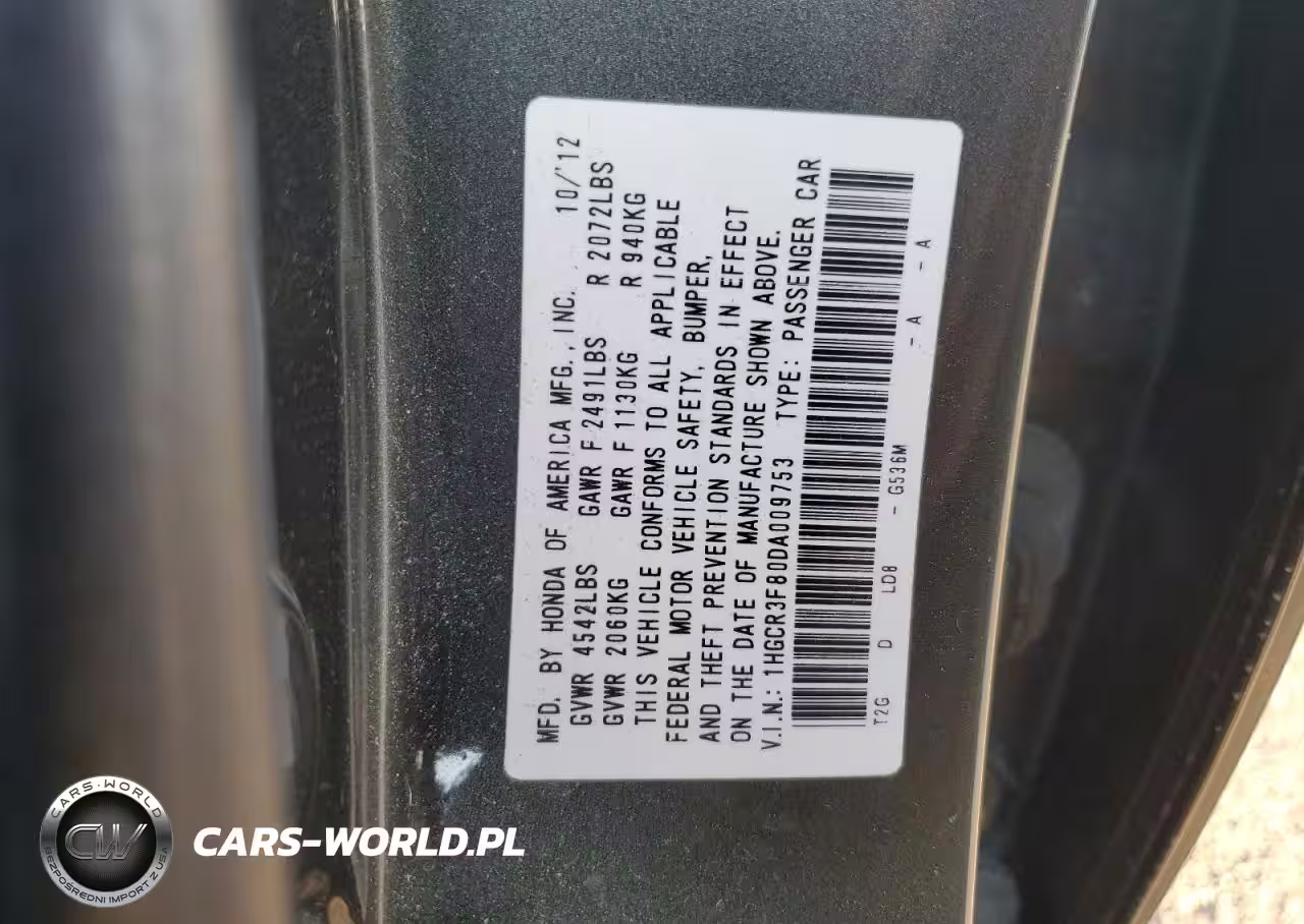 2013 Honda Accord Exl VIN:1HGCR3F80DA009753 - 12