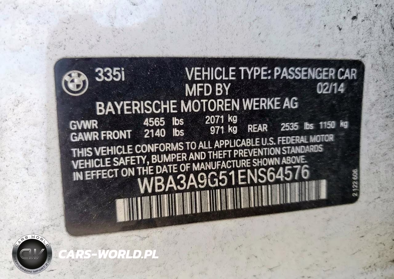 2014 BMW 335 I VIN:WBA3A9G51ENS64576 - 12