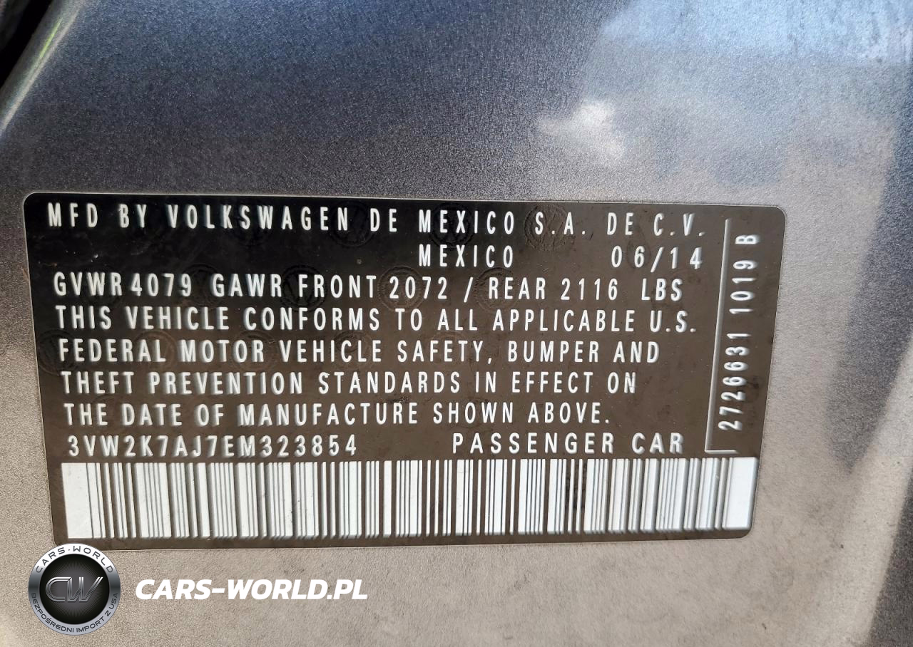 2014 Volkswagen Jetta VIN:3VW2K7AJ7EM323854 - 12