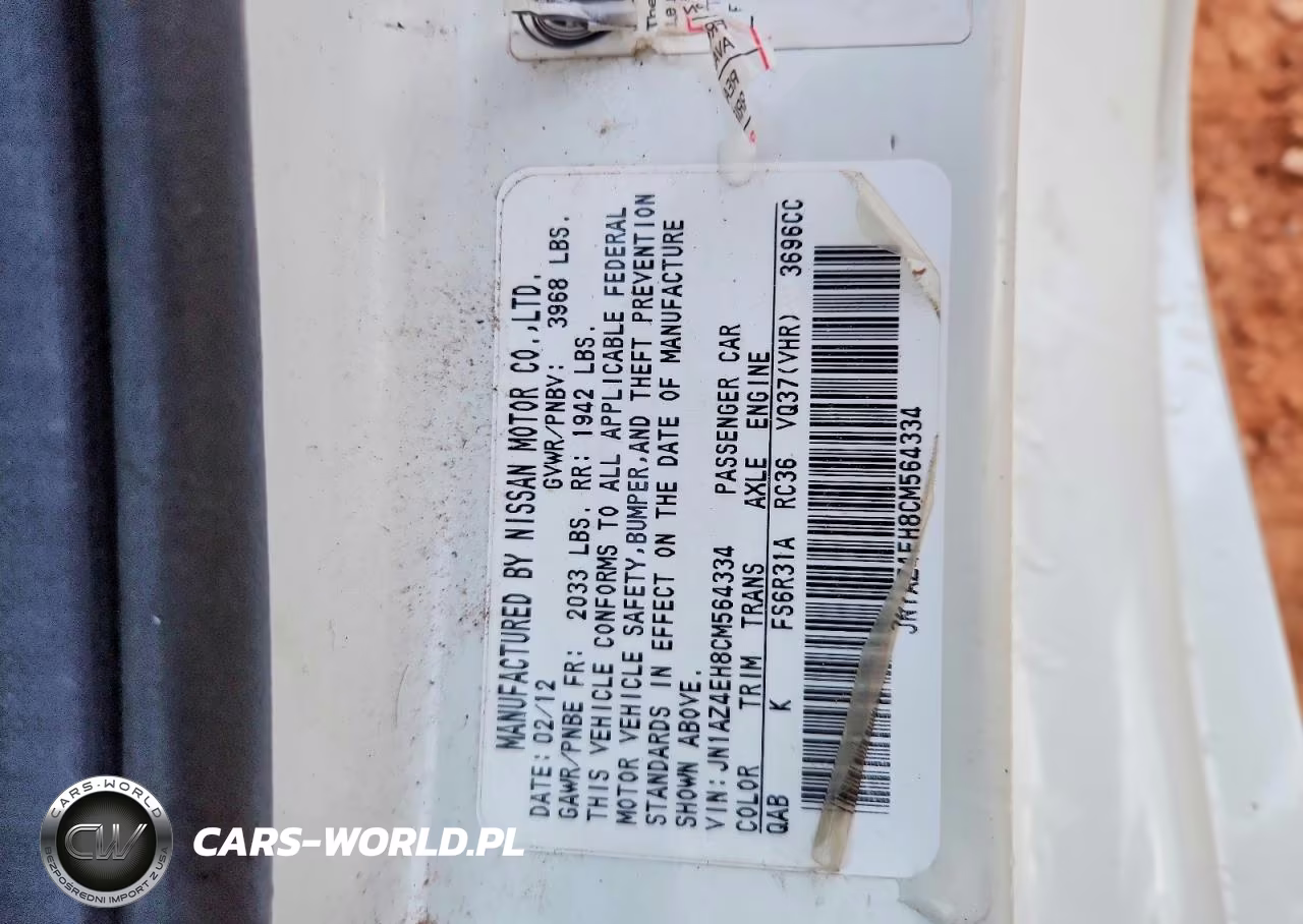 2012 Nissan 370Z Base VIN:JN1AZ4EH8CM564334 - 12