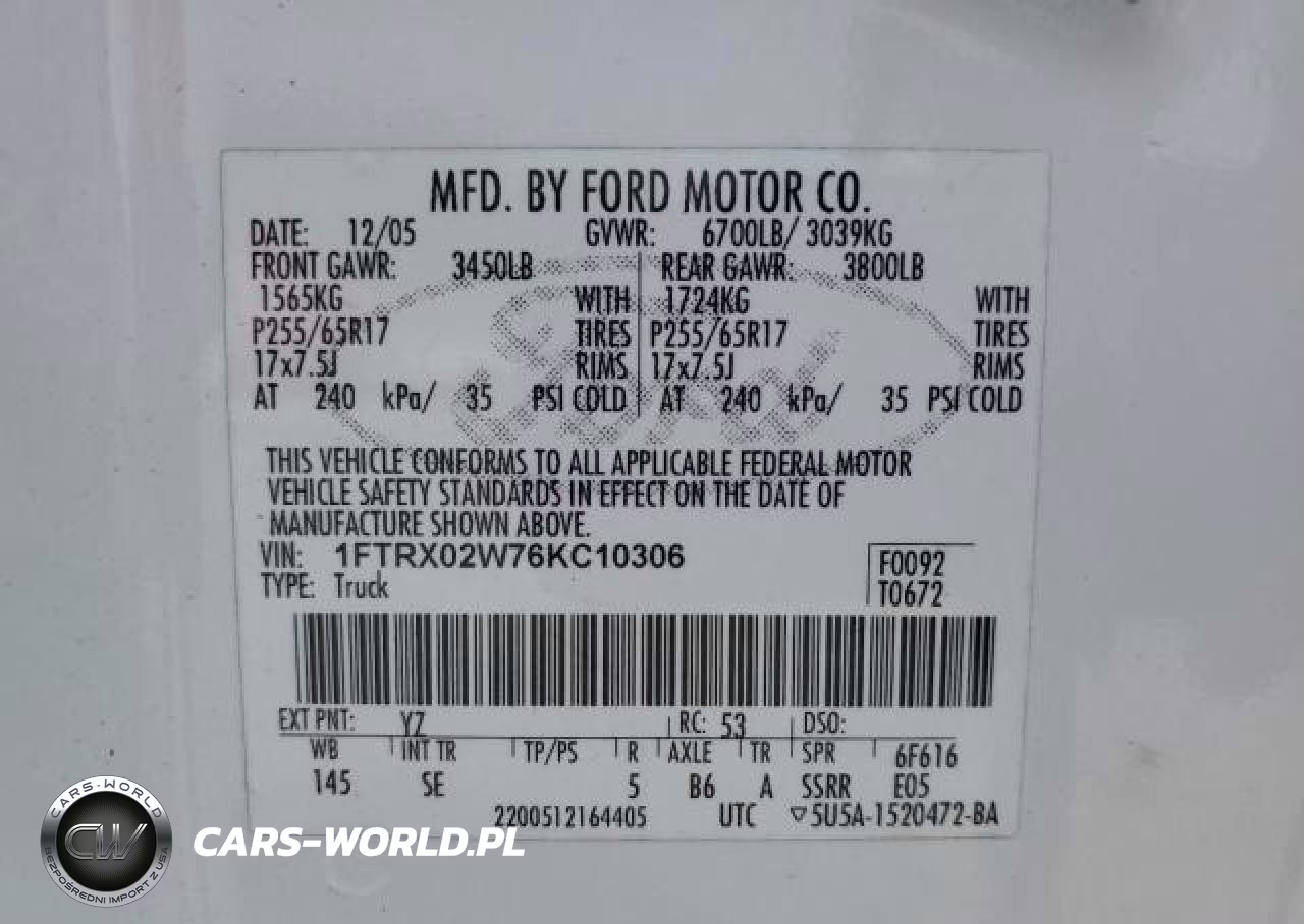 2006 Ford F150 VIN:1FTRX02W76KC10306 - 13