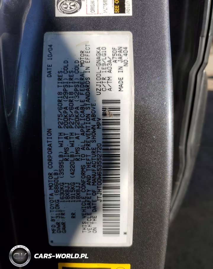 2005 Lexus Lx 470 VIN:JTJHT00W653552720 - 13