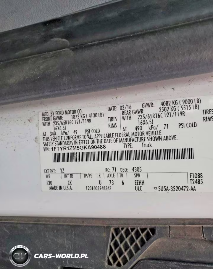 2016 Ford Transit T-250 Utility - Service Van VIN:1FTYR1ZM5GKA90488 - 13