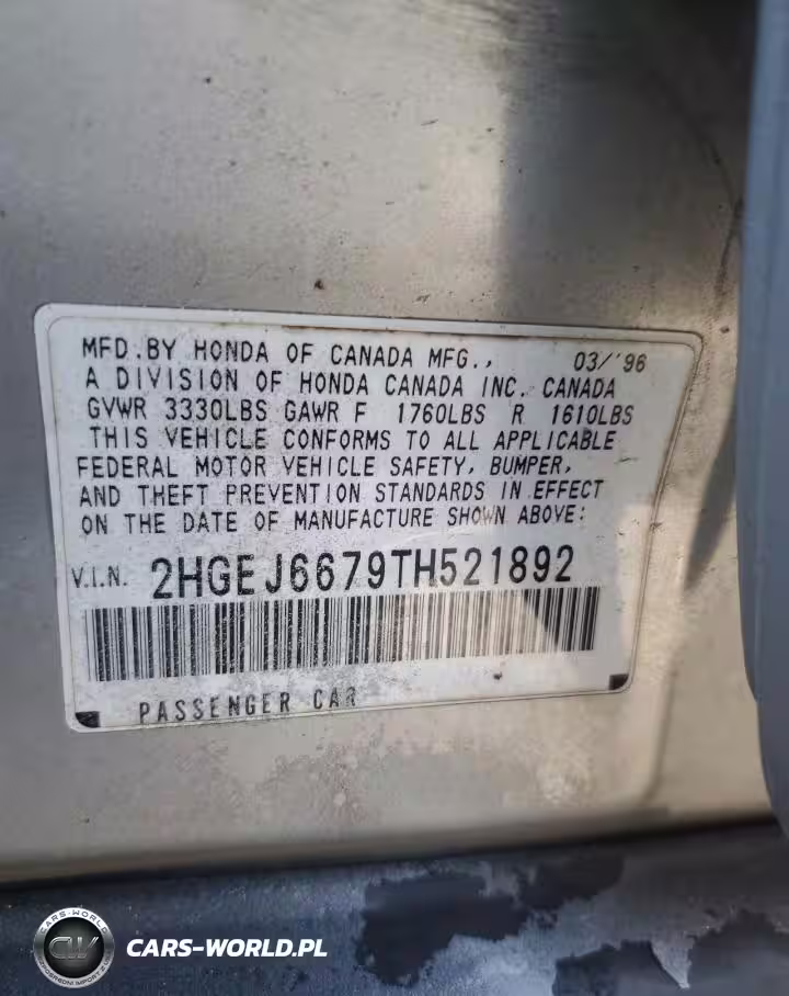 1996 Honda Civic Lx VIN:2HGEJ6679TH521892 - 13