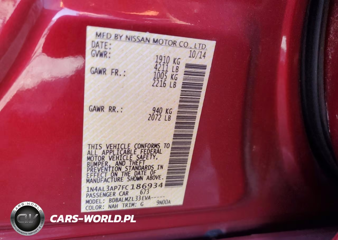 2015 Nissan Altima 2.5 VIN:1N4AL3AP7FC186934 - 12