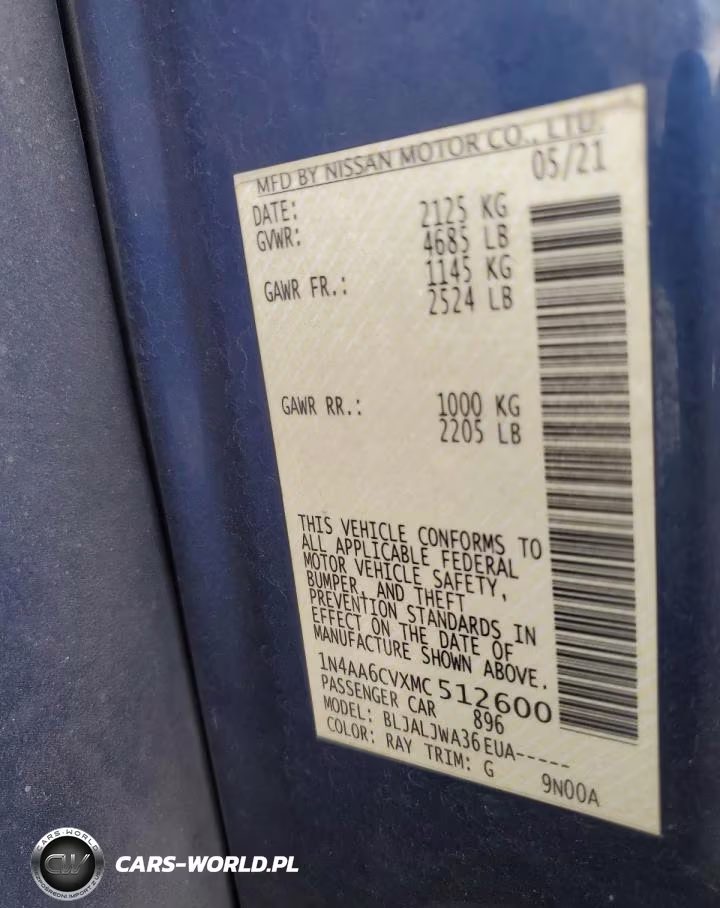 2021 Nissan Maxima Sv VIN:1N4AA6CVXMC512600 - 12