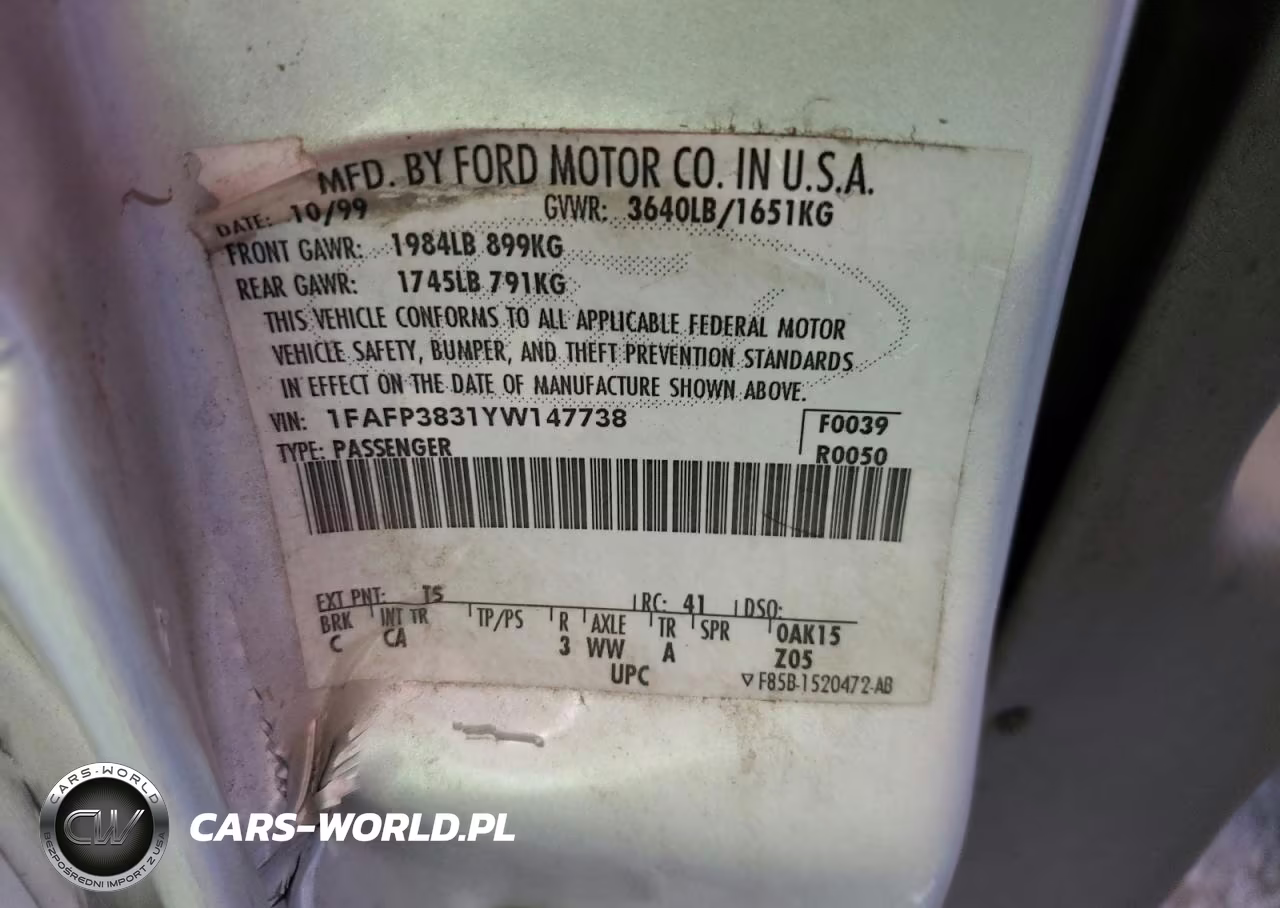 2000 Ford Focus Zts VIN:1FAFP3831YW147738 - 13