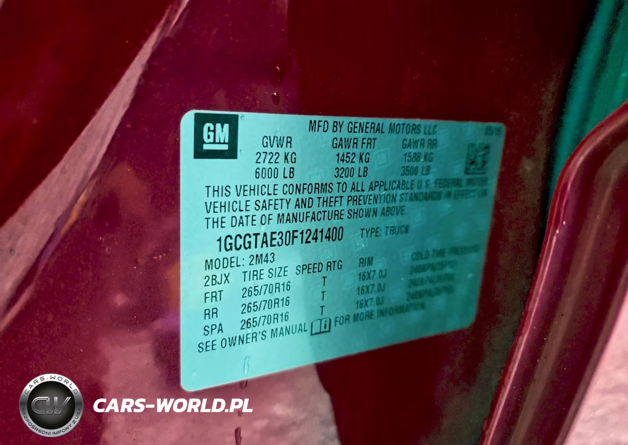 2015 Chev Colorado VIN:1GCGTAE30F1241400 - 12