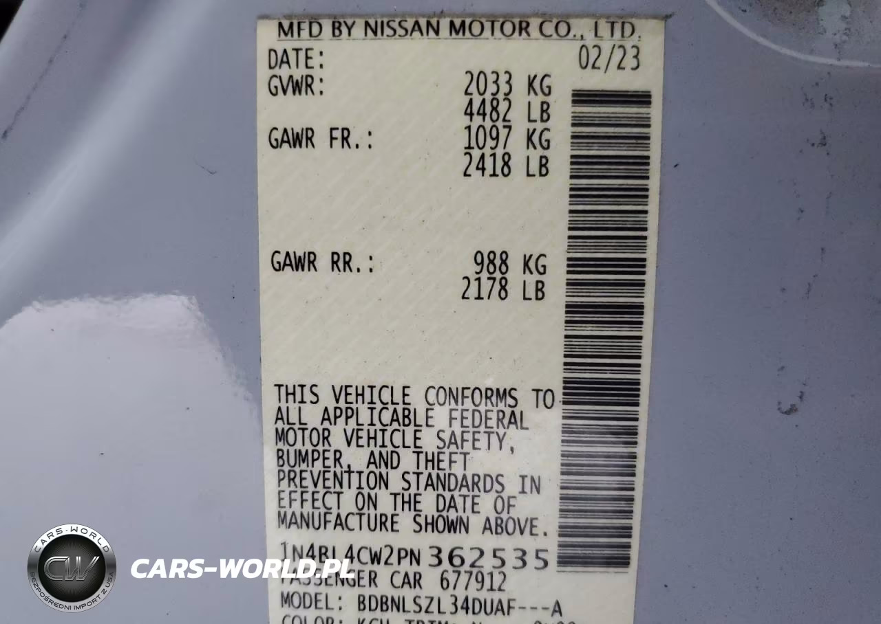 2023 Nissan Altima Sr VIN:1N4BL4CW2PN362535 - 13