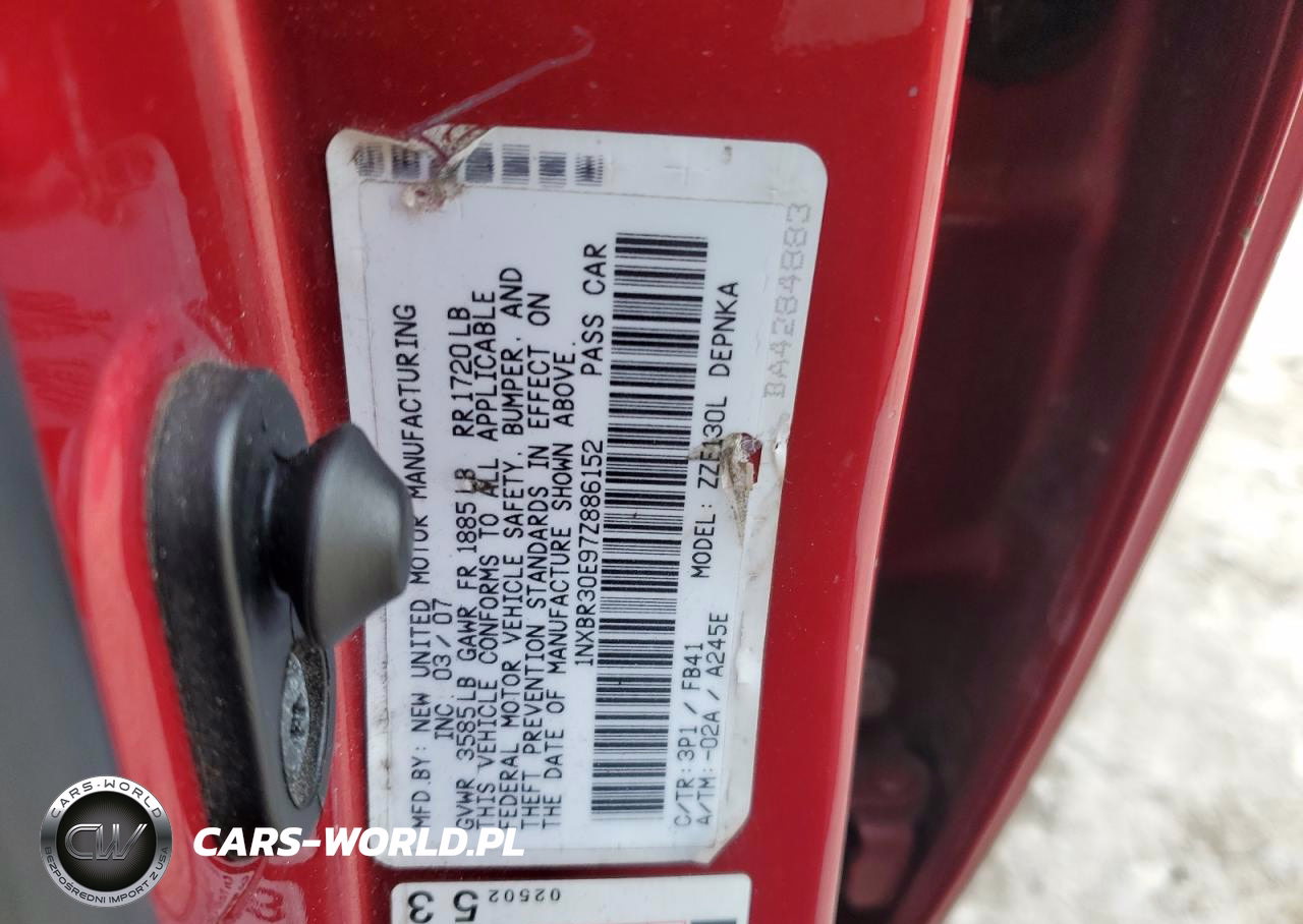 2007 Toyota Corolla Ce VIN:1NXBR30E97Z886152 - 12
