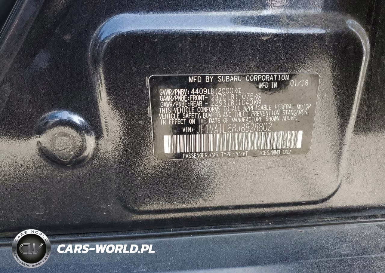 2018 Subaru Wrx Limited VIN:JF1VA1L68J8828802 - 13