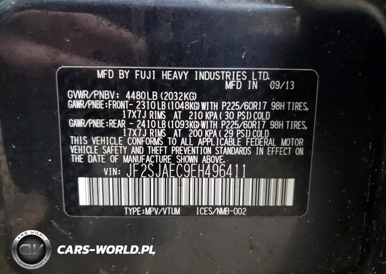 2014 Subaru Forester 2.5I Premium VIN:JF2SJAEC9EH496411 - 14
