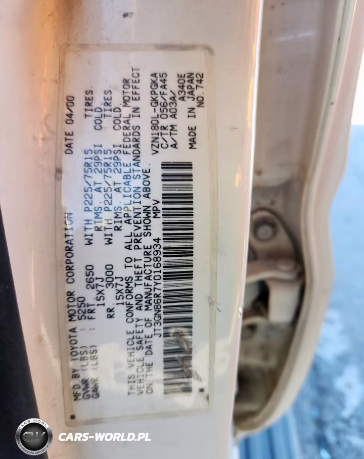 2000 Toyota 4Runner Sr5 VIN:JT3GN86R7Y0168934 - 12