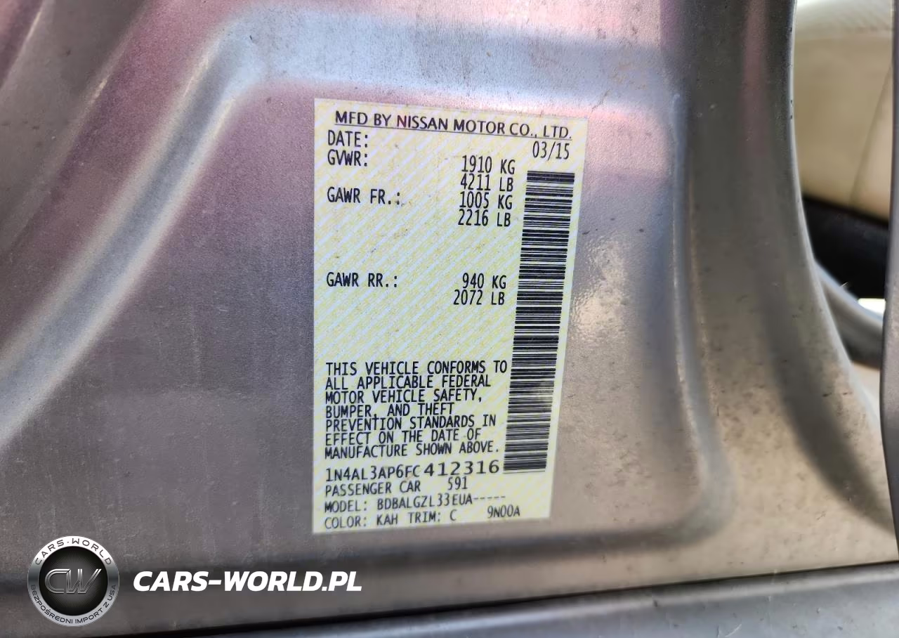 2015 Nissan Altima 2.5 S VIN:1N4AL3AP6FC412316 - 12